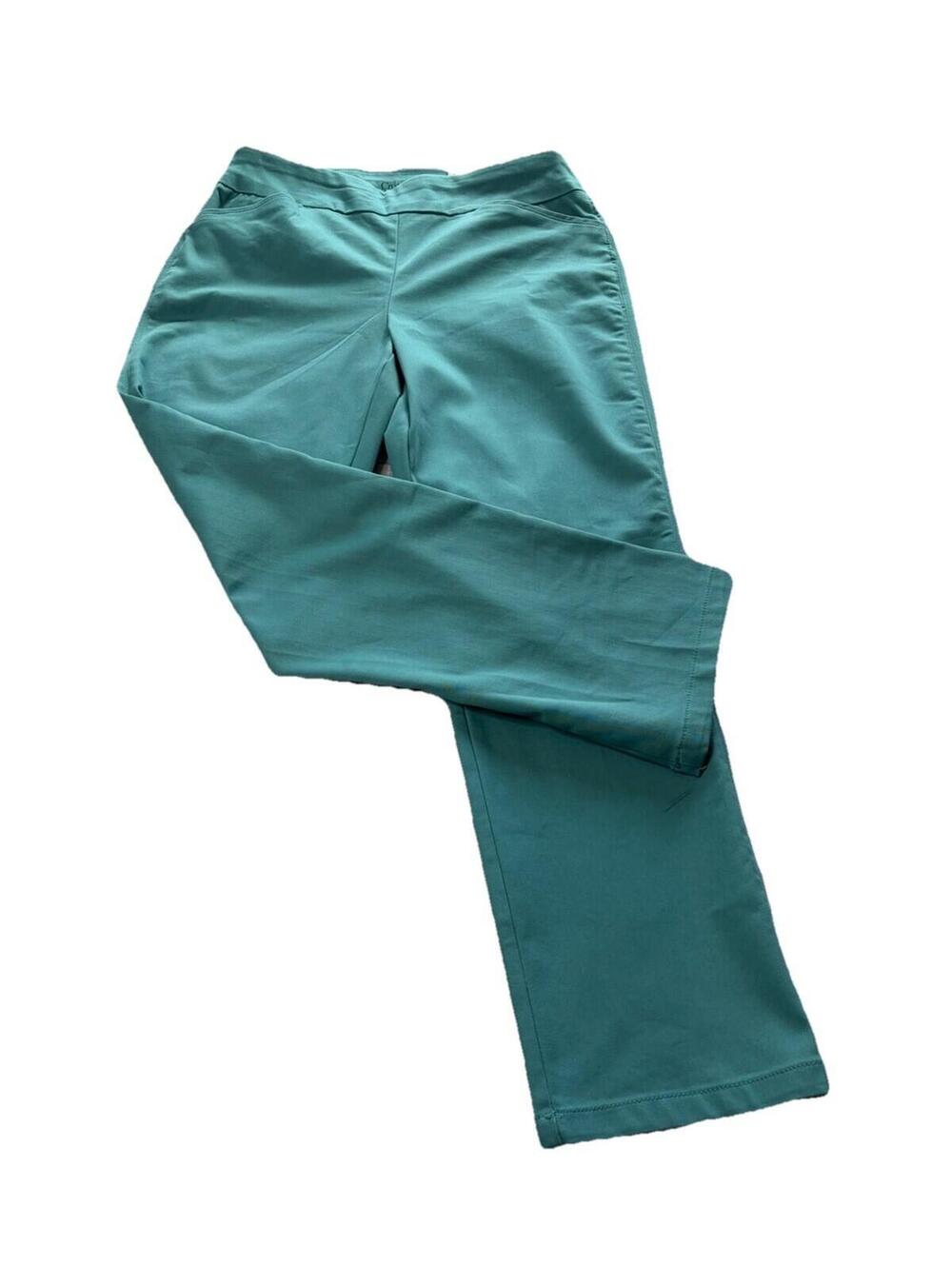Croft & Barrow Effortless Stretch Teal Blue 8 Short Straight MidRise Pants NEW